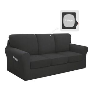 Easy-Going 7 Pieces Stretch Couch Cover Set for 3-Seat Sofa with Separate Backre